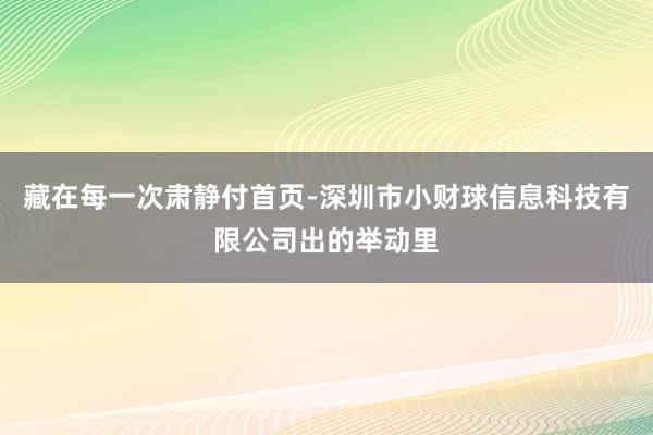 藏在每一次肃静付首页-深圳市小财球信息科技有限公司出的举动里