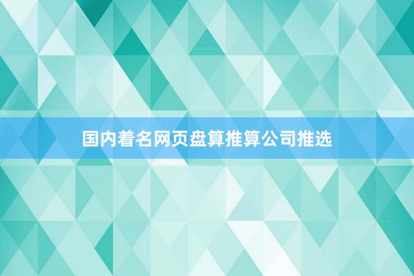 国内着名网页盘算推算公司推选